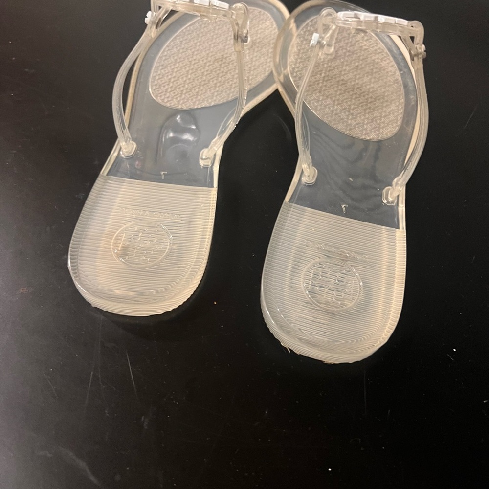 Tory Burch Clear Sandals with white logo